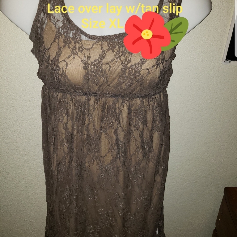 Tan With Lace overlay